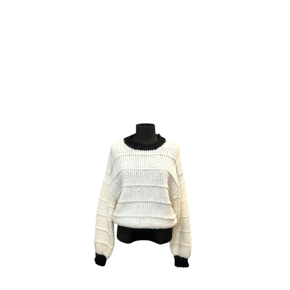Pieces Sweaters - 𝐏𝐈𝐄𝐂𝐄𝐒 Chunky Knit Sweater Contrast Trim